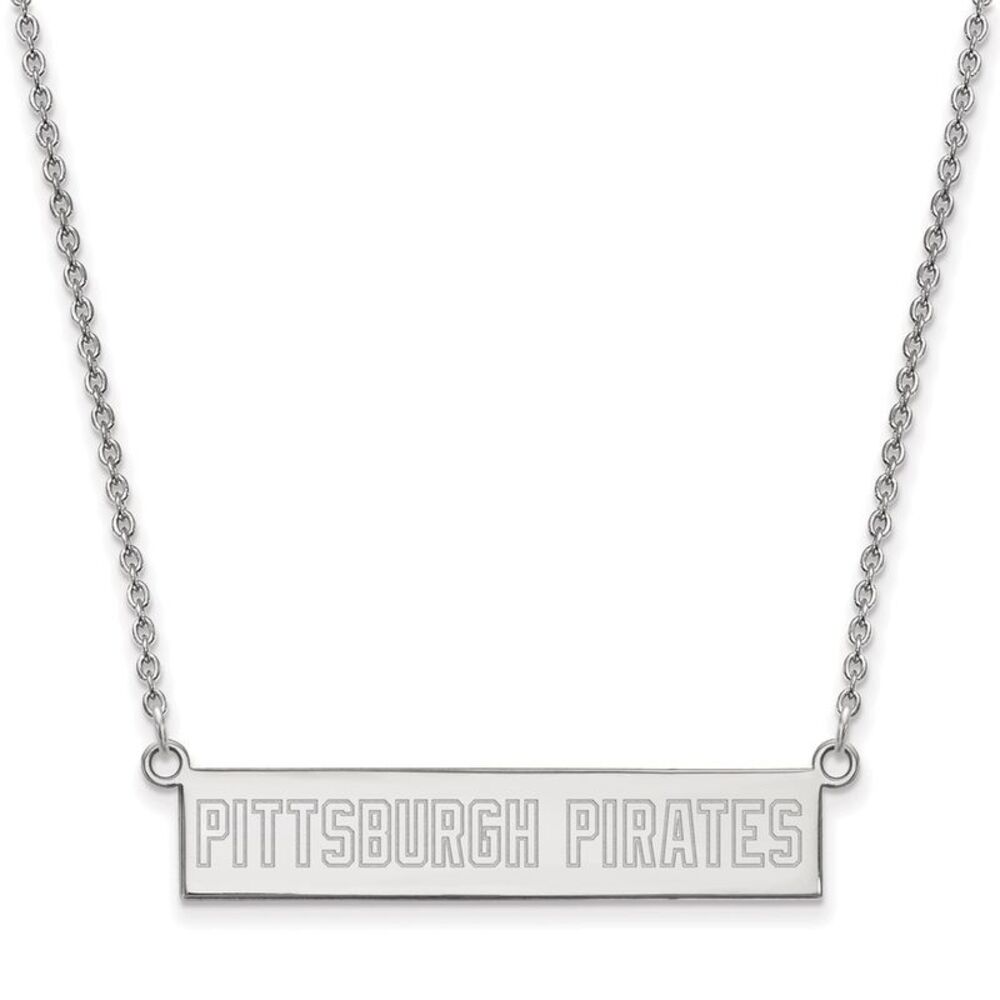Sterling Silver MLB Pittsburgh Pirates Bar Necklace, 18 Inch
